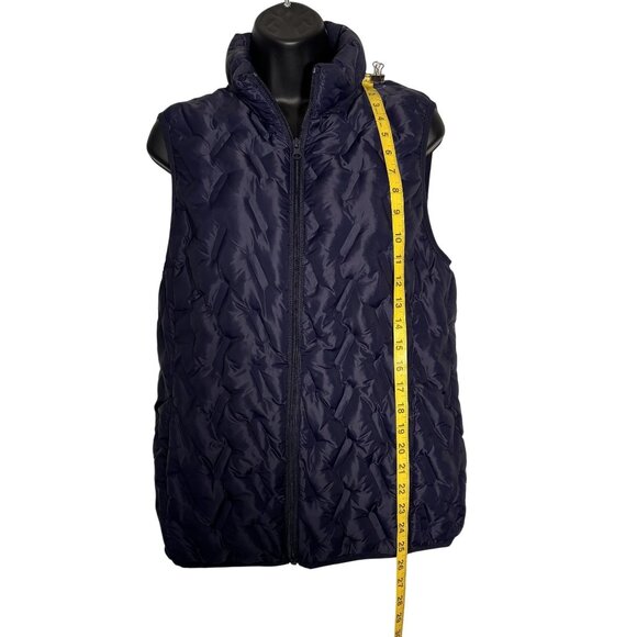 Tangerine Quilted Puffer Vest Navy Insulated Lightweight Zip-Up Size M - Picture 7 of 9